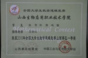我院学生在全国大学生2010年数学建模竞赛中取得良好成绩